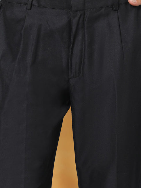 Vastramay Men's Black Cotton Blend Kurta And Pyjama Set